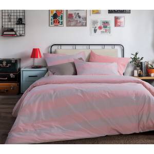 ΣΕΤ ΣΕΝΤΟΝΙΑ ΒΑΜΒΑΚΕΡΑ KING SIZE ΜΕ ΛΑΣΤΙΧΟ CASUAL STRIPE PEACH / NEF-NEF HOMEWARE